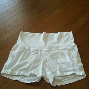 White Linen Maternity Shorts